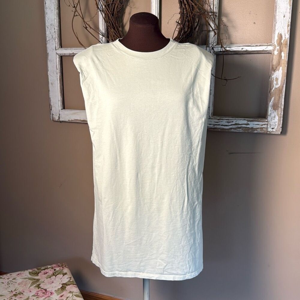 Aritzia babaton shoulder pad mini dress size small‎ green cotton oversized